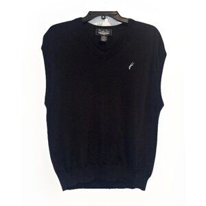 Straight Down Men’s Black Silk Blend Sleeveless Golf Pullover Sweater Vest Sz L